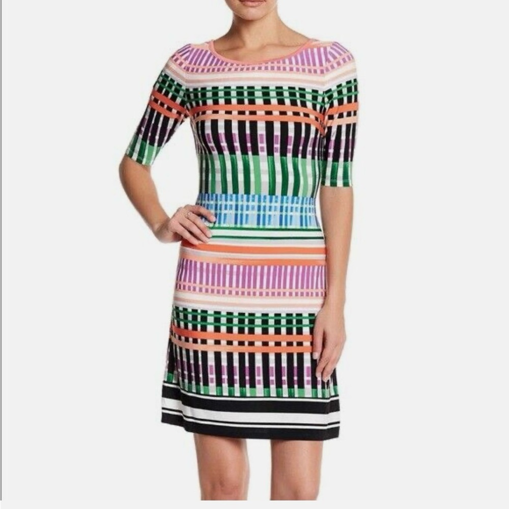 Eliza J Short Sleeve Jersey Shift‎ Dress Crew Neck Short Sleeves Womens Size 8